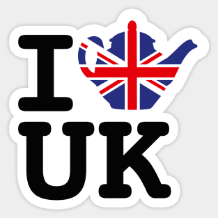 I love UK Union Jack Flag Great Britain British teapot tea Sticker